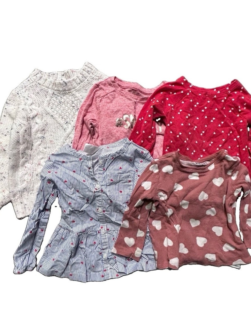 Toddler Girl Long Sleeve Winter Shirts Hearts Valentine’s Day Size 3T